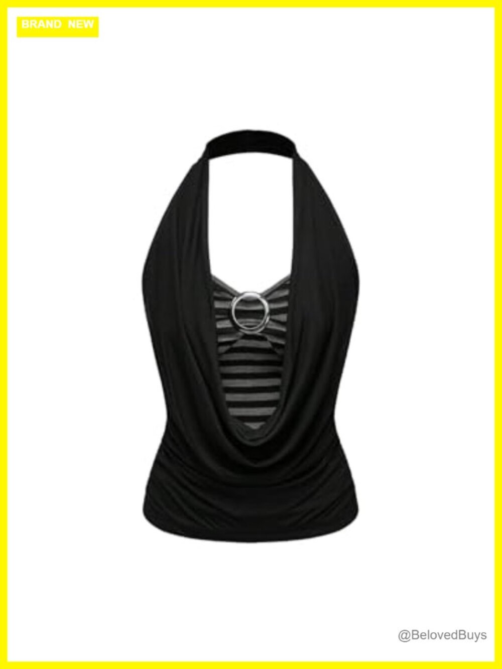 Womens Y2k Going Out Crop Top Draped Ruched Sleeveless Halter Grunge Punk
